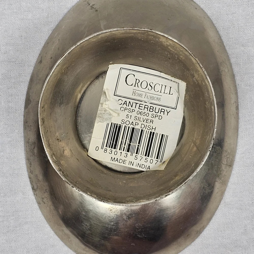 Vintage Croscill Canterbury 51 Silver Footed Soap Dish | Ornate Embossed Border